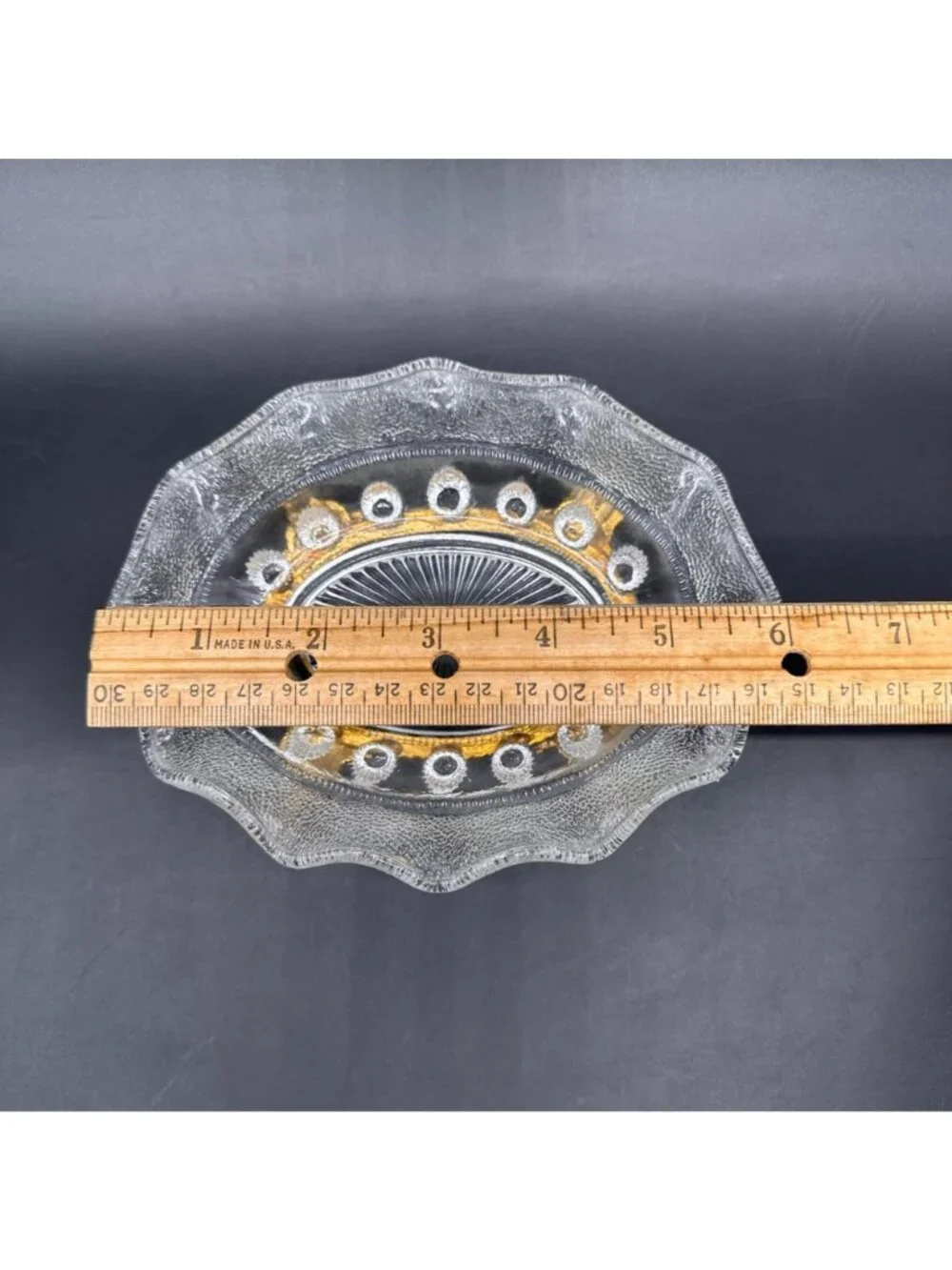 Vintage Vanity Soap Dish Trinket Holder  Hollywood Regency Gold Glass Stylebuilt